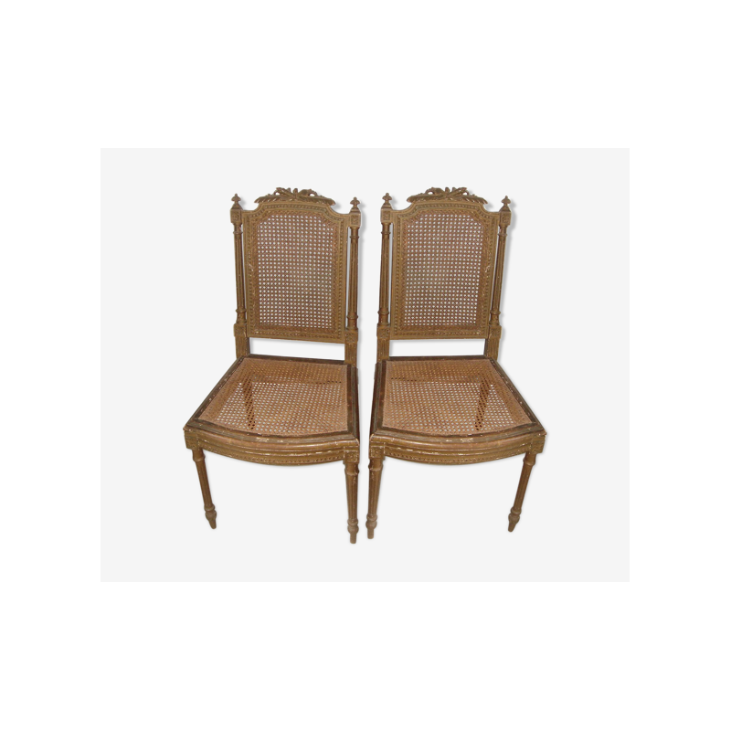 Pair of vintage caned chairs