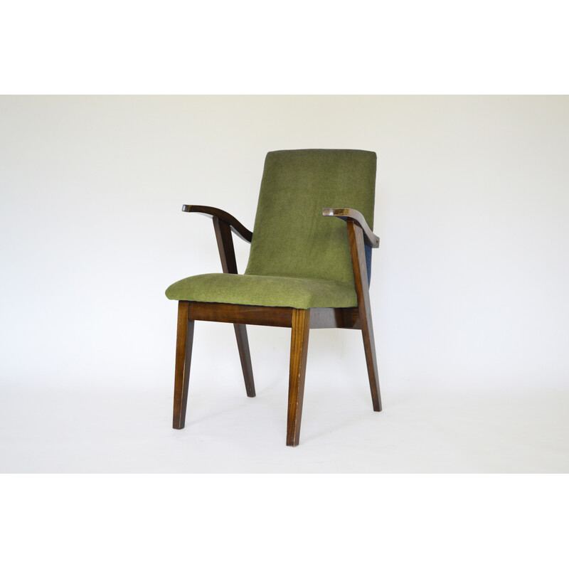 Vintage green velvet armchair by Mieczysław Puchała, 1950s