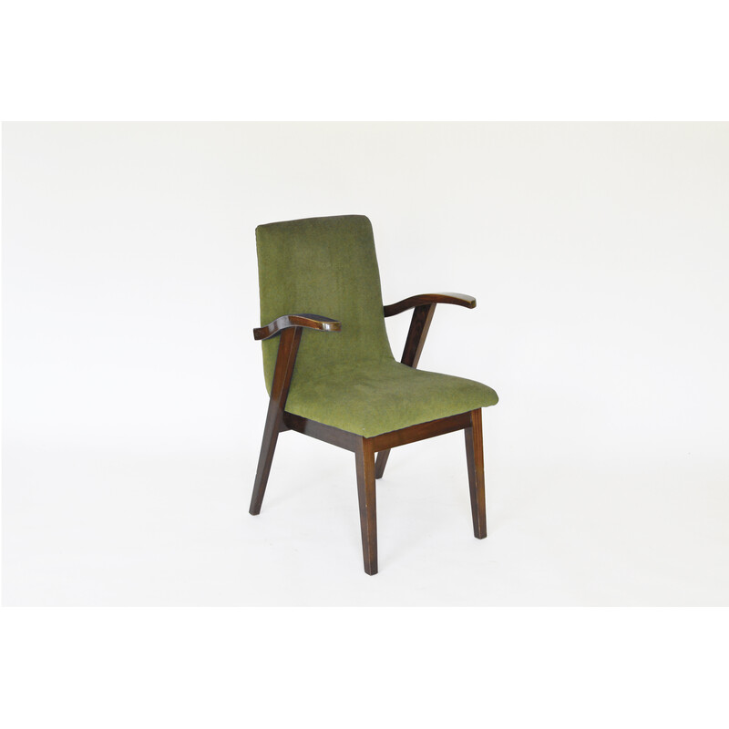 Fauteuil vintage en velours vert par Mieczysław Puchała, 1950