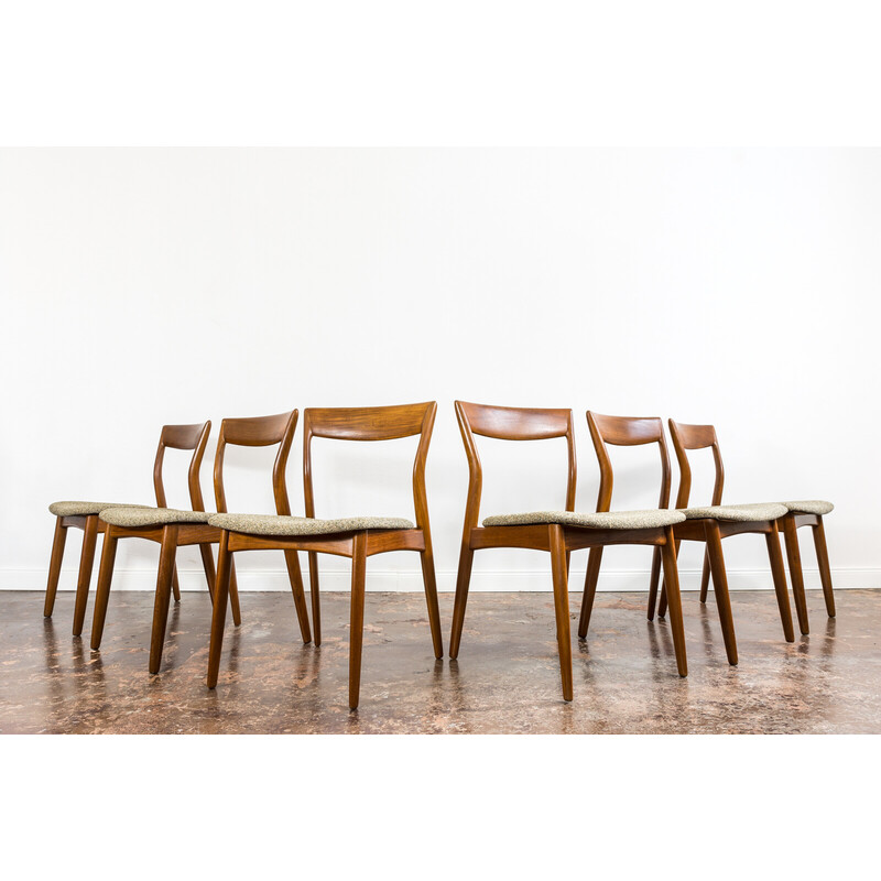 Ensemble de 6 chaises vintage en teck par R. Borregaard pour Viborg Stolefabrik, Danemark 1960