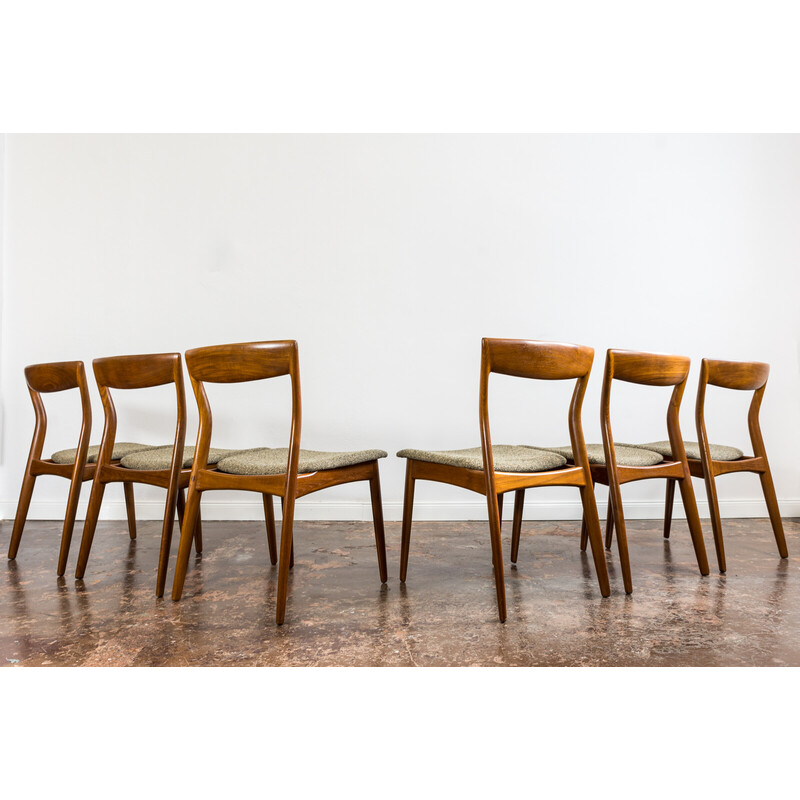 Ensemble de 6 chaises vintage en teck par R. Borregaard pour Viborg Stolefabrik, Danemark 1960