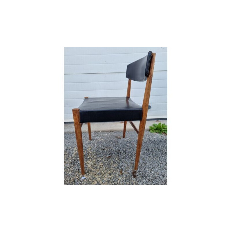 Ein Paar skandinavischer Vintage-Stühle aus schwarzem Skai und Holz, 1960