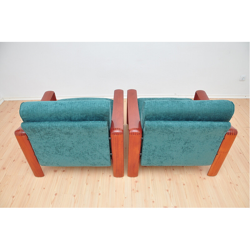 Paar vintage Scandinavische fauteuils van massief teakhout, 1970