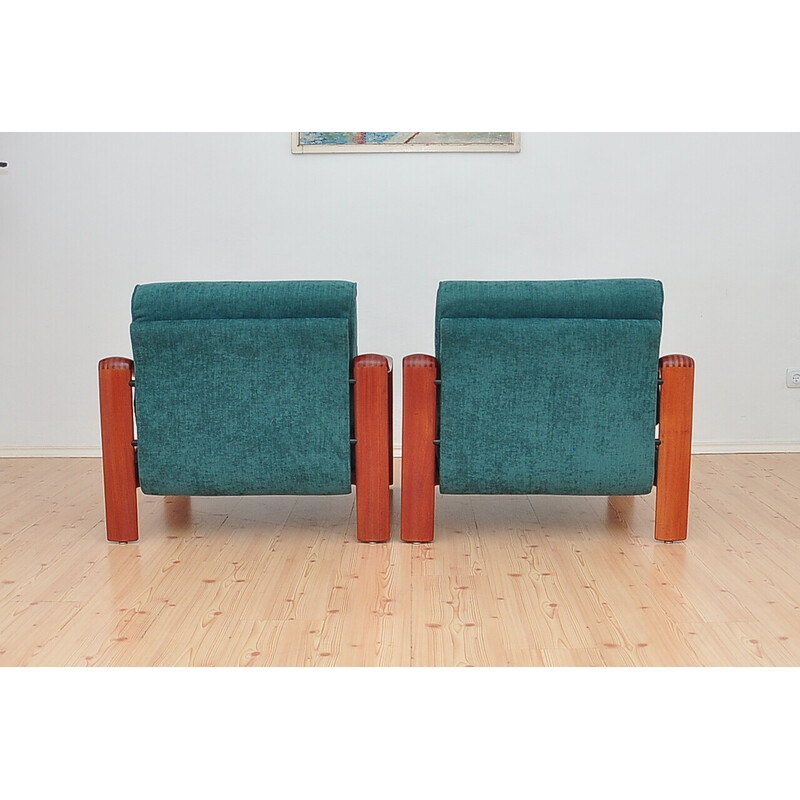 Pair of vintage Scandinavian armchairs made of solid teak, 1970s
