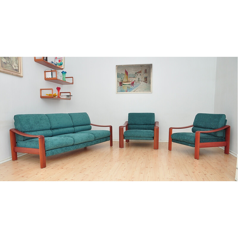 Pair of vintage Scandinavian armchairs made of solid teak, 1970s