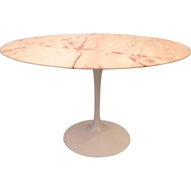 Table en marbre rose par Eero Saarinen édition Knoll International - 1980