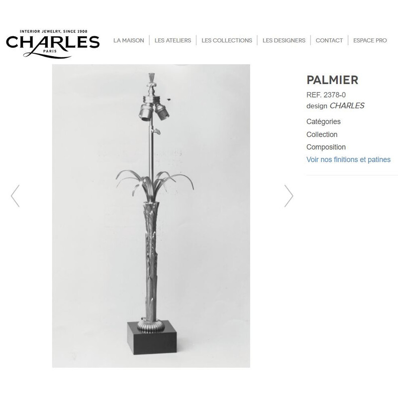 Pied de lampe vintage « Palme » de la Maison Charles