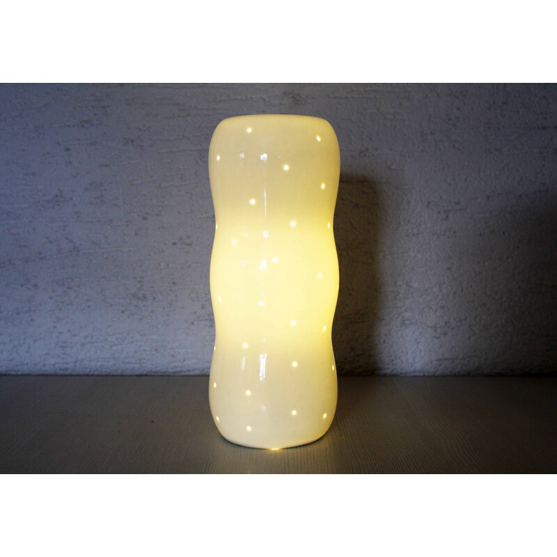 Vintage-Lampe aus weißem Porzellan, 1970-1980