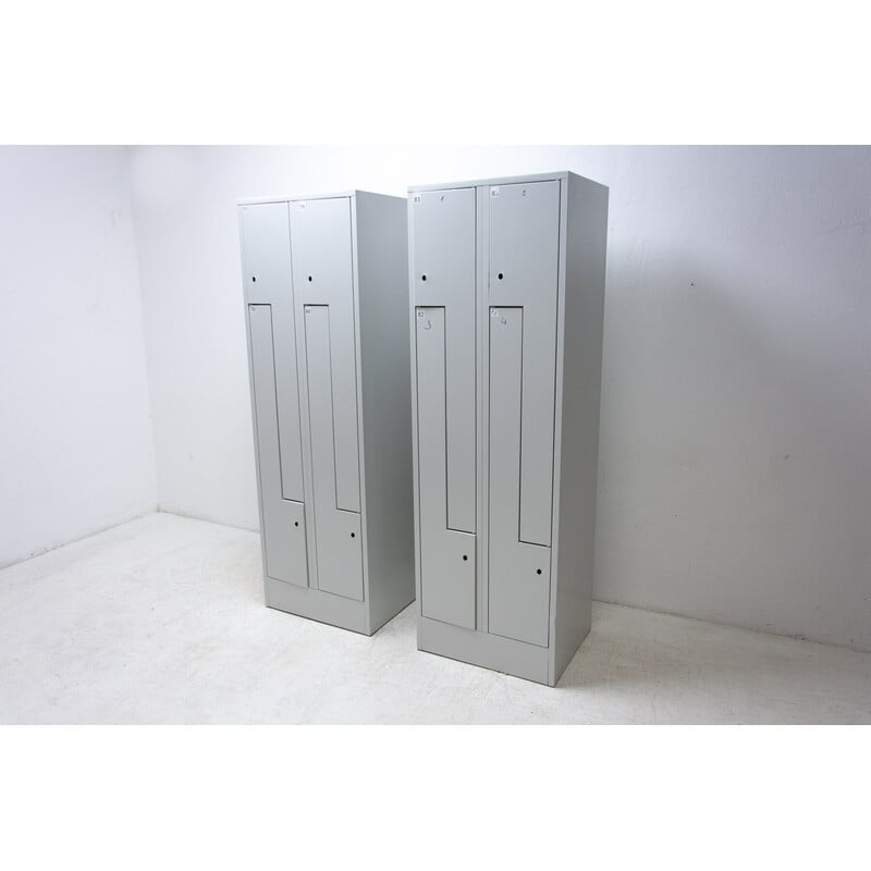 Pair of vintage sheet metal industrial cabinets, Czech Republic 1990s