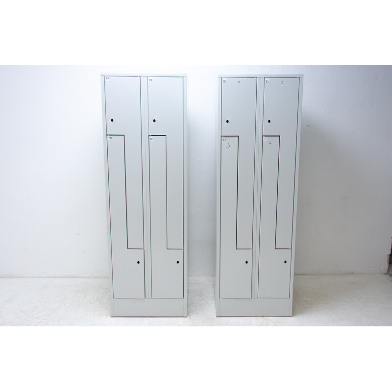 Pair of vintage sheet metal industrial cabinets, Czech Republic 1990s