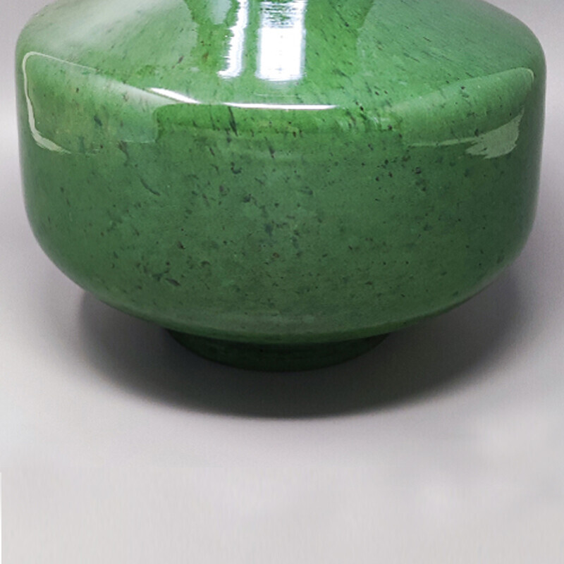 Paar vintage groene vazen in Murano glas van Dogi, Italië 1970