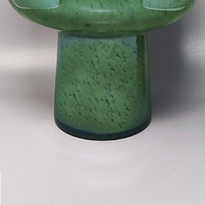 Pair of vintage green vases in Murano glass by Dogi, Italy 1970s