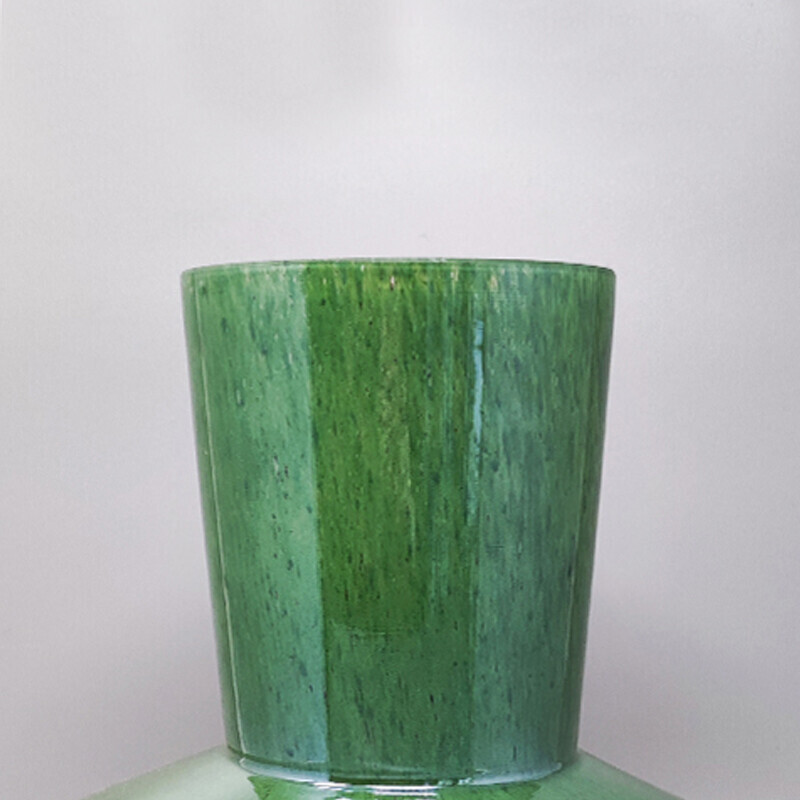 Paar vintage groene vazen in Murano glas van Dogi, Italië 1970