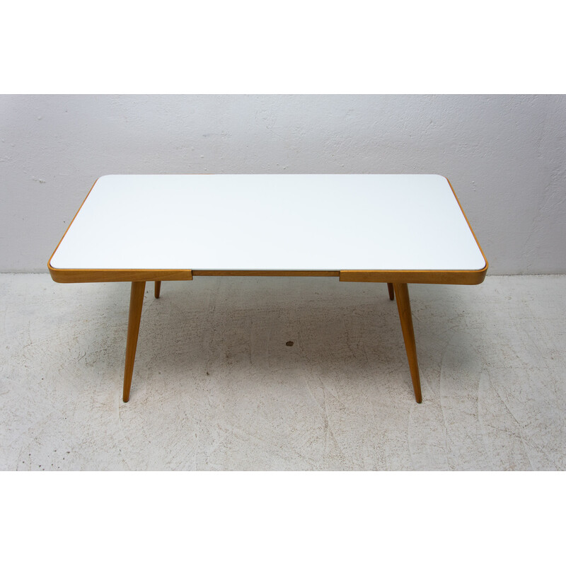 Mid century opaxiet glazen salontafel, Tsjecho-Slowakije 1960