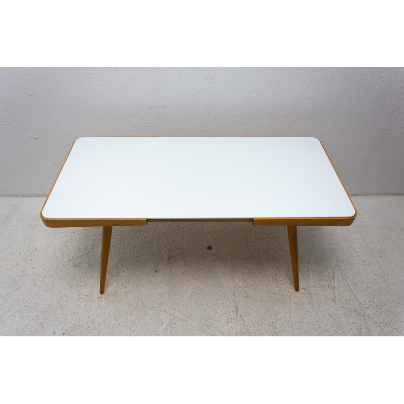 Mid century opaxiet glazen salontafel, Tsjecho-Slowakije 1960