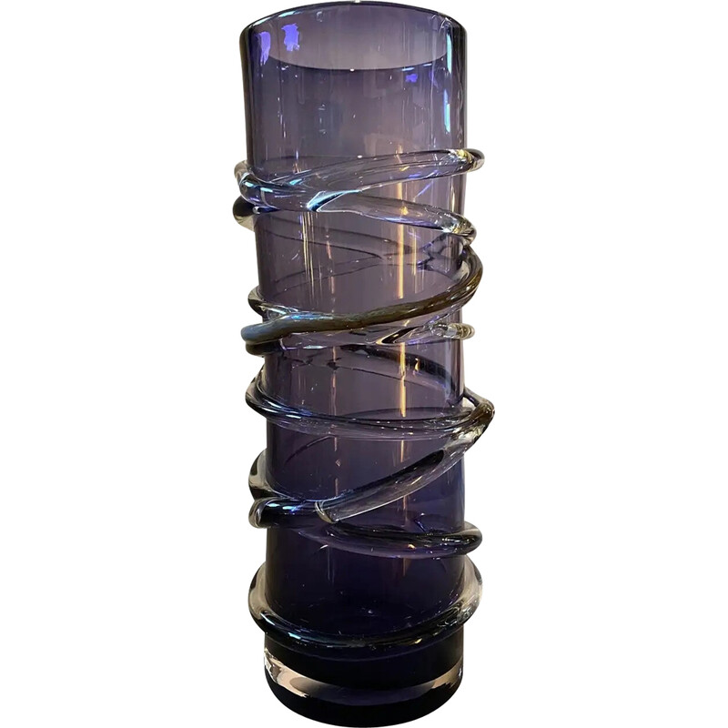 Vintage cylinder vase in Murano glass, 1980