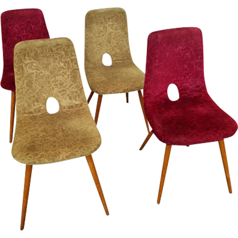 Ensemble de 4 chaises vintage par Miroslav Navratil, Rébublique Tchèque 1960