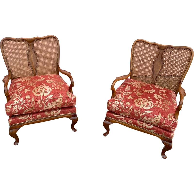 Pair of vintage Chippendale wooden armchairs