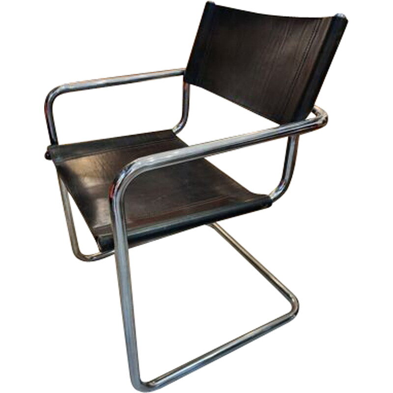 Vintage chrome and leather armchair by Matteo Grassi for Marcel Breuer, 1970