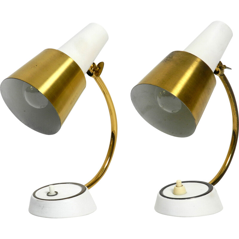 Pair of vintage brass table lamps, 1950