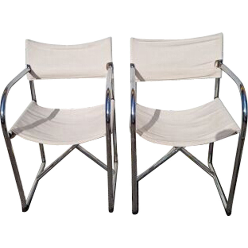 Pair of vintage chrome-plated steel armchairs by Börge Lindau and Bo Lindekrantz, 1960