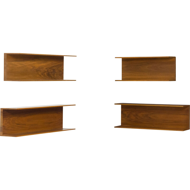 Set of 4 vintage wall shelves by Walter Wirz for Wilhelm Renz, Germany 1960