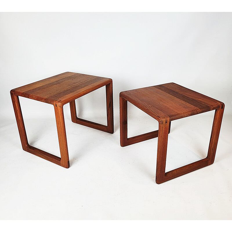 Vintage solid teak nesting tables, Denmark 1970s