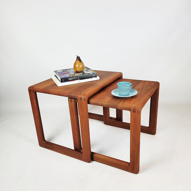 Vintage solid teak nesting tables, Denmark 1970s