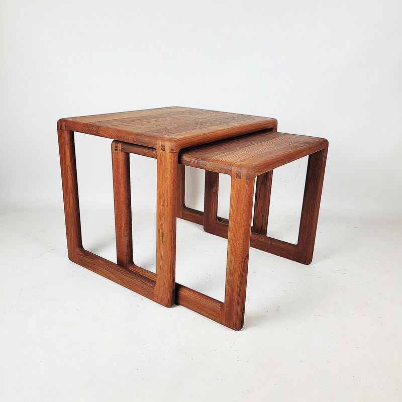 Vintage solid teak nesting tables, Denmark 1970s