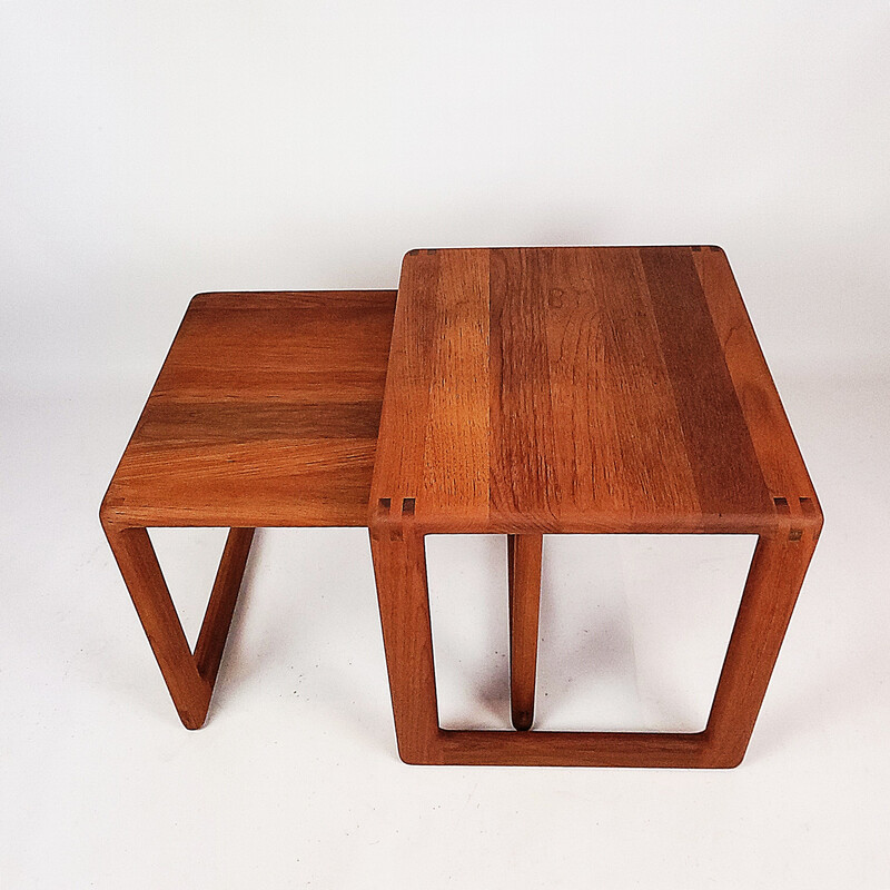 Vintage solid teak nesting tables, Denmark 1970s