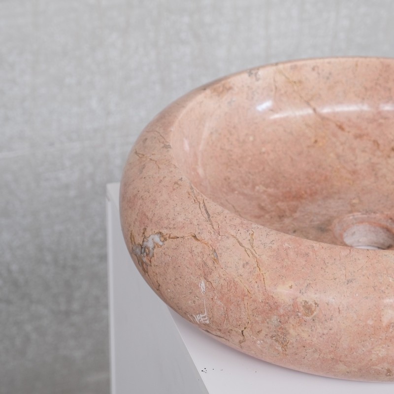 French vintage pink marble stone architectural sink, 1960s