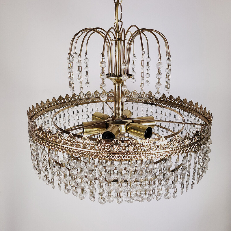 Vintage glass chandelier, 1970s