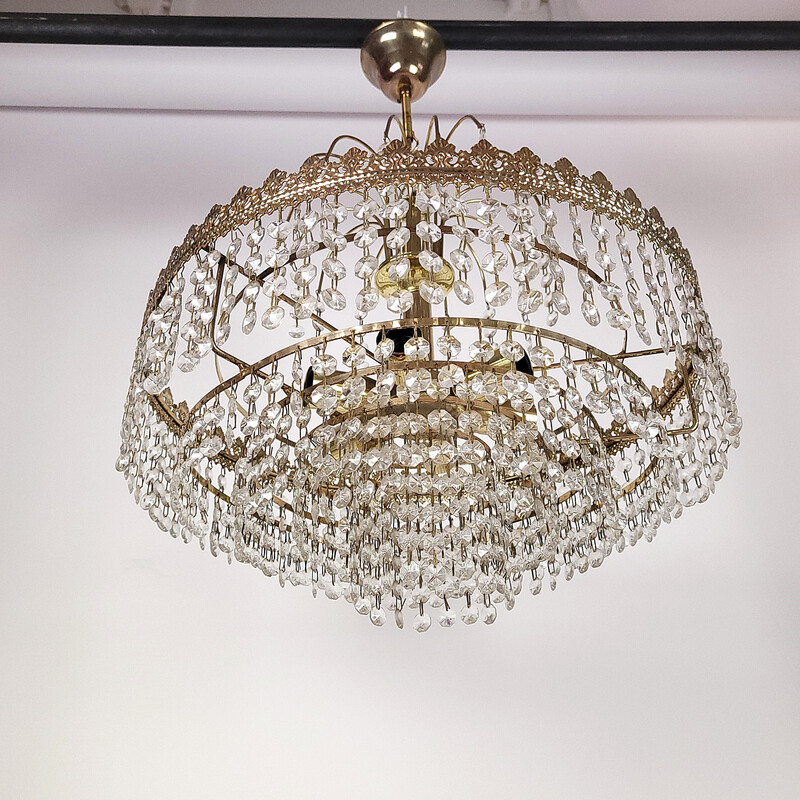 Vintage glass chandelier, 1970s