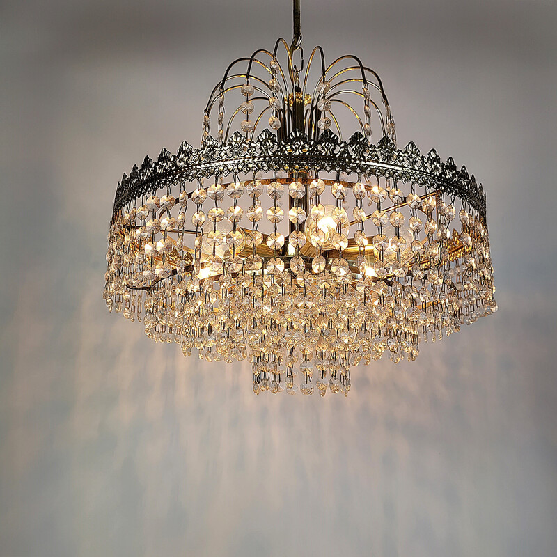 Vintage glass chandelier, 1970s