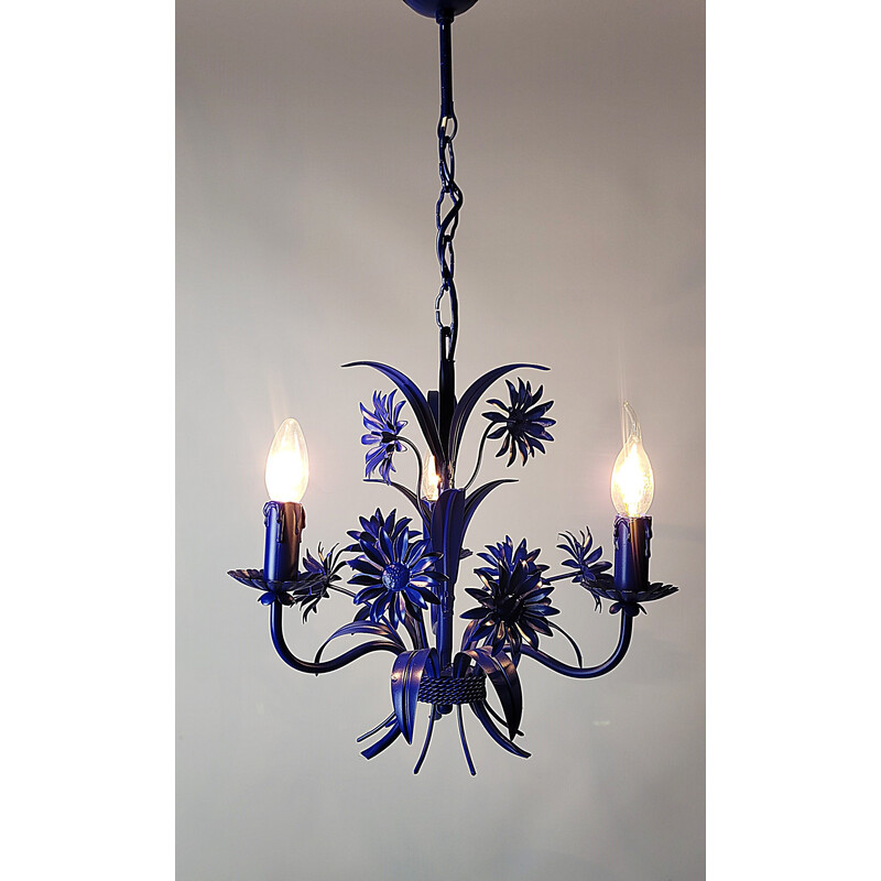 Vintage metalwork pendant lamp, 1970s