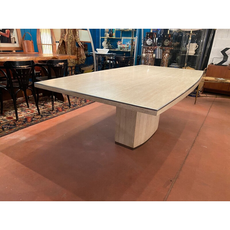 Vintage travertine barrel table, 1970