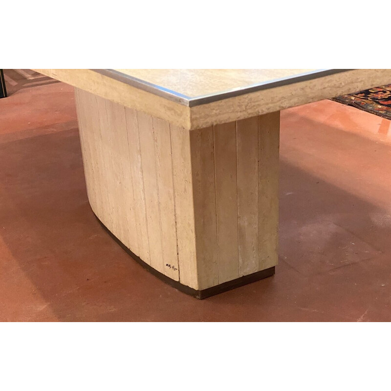 Vintage travertine barrel table, 1970