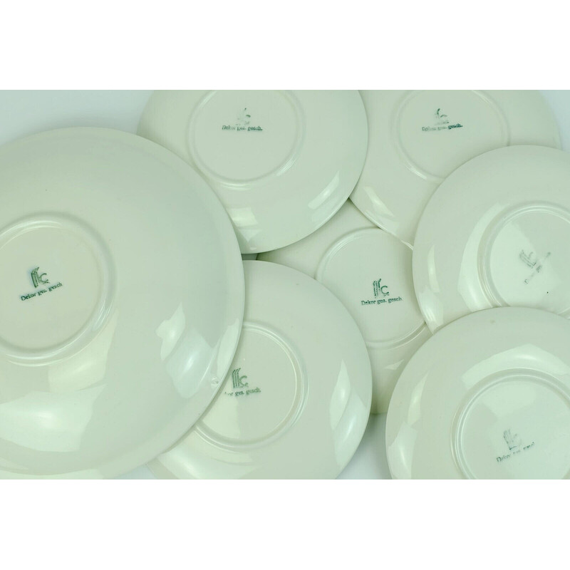 Set di piatti in ceramica vintage da 7 pezzi Spritzdekor, anni '30