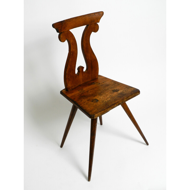 Cadeira de camponês italiana de madeira de carvalho, de meados do século