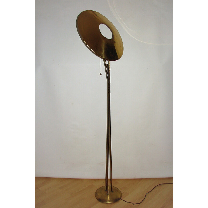 Lámpara de pie de latón de mediados de siglo, Italia Años 60