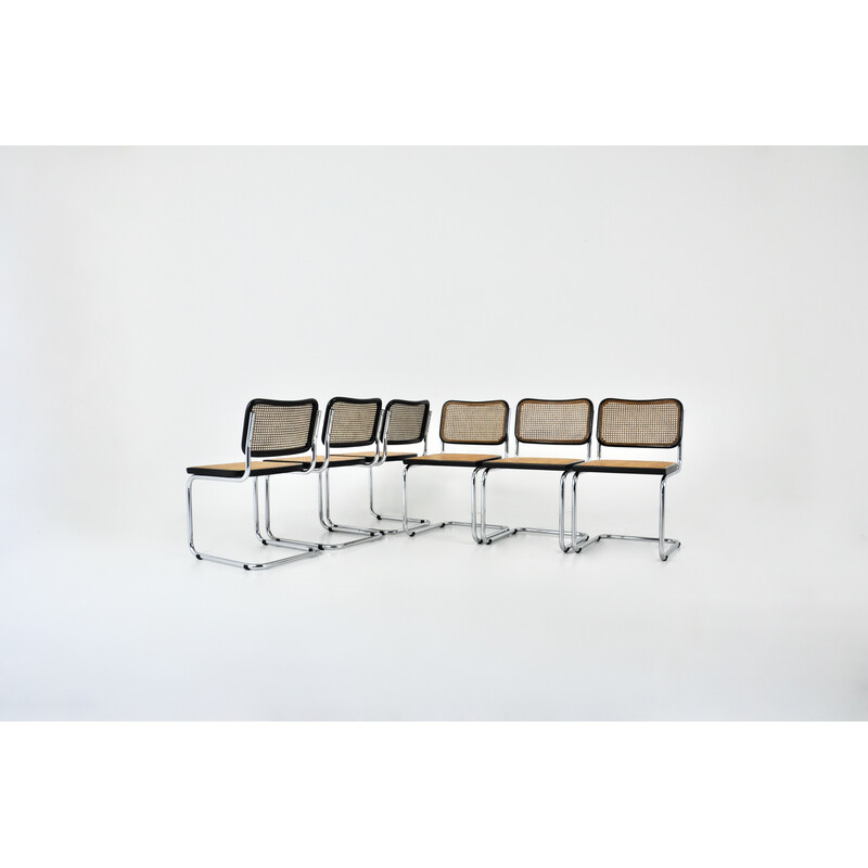 Set van 6 vintage metalen stoelen van Marcel Breuer