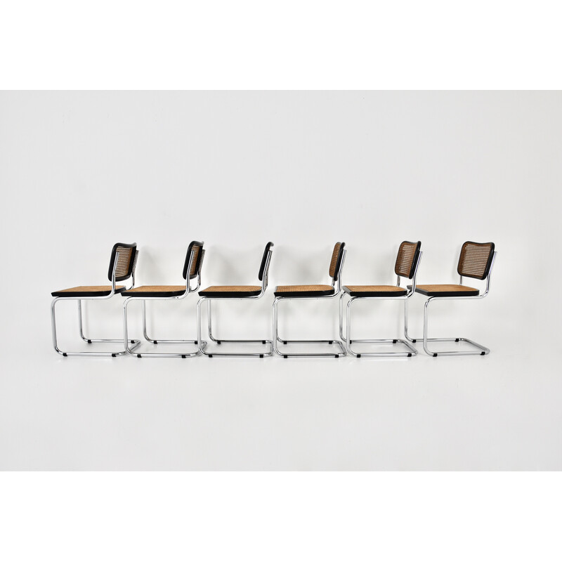 Set van 6 vintage metalen stoelen van Marcel Breuer