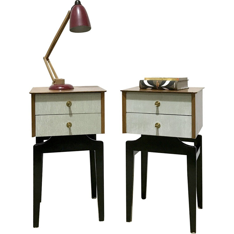 Space age inspired pair of bedside tables produced by Limelight - 1950s