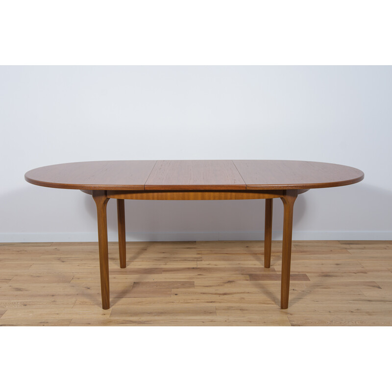 Mesa de comedor extensible ovalada de teca de mediados de siglo, McIntosh, 1960