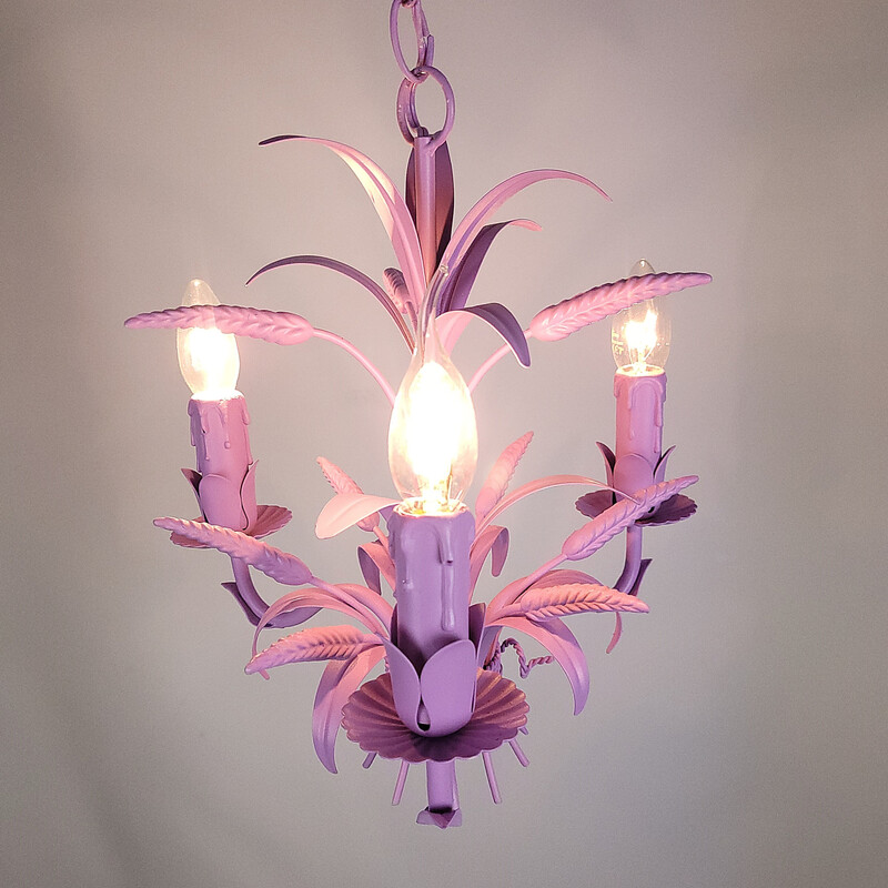 Vintage chandelier in metalwork technique, 1970s