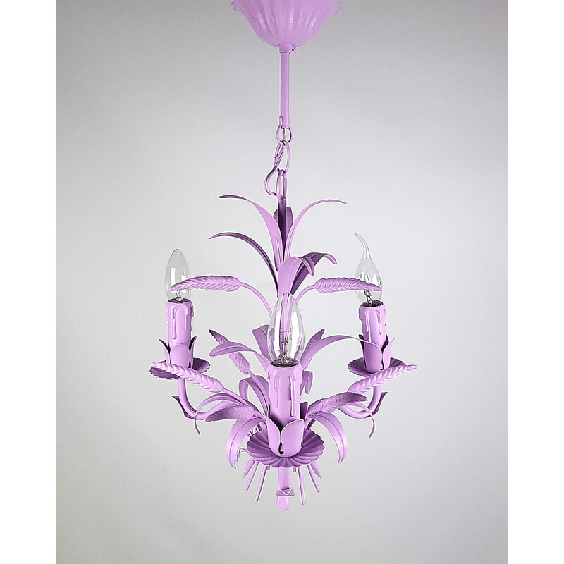 Vintage chandelier in metalwork technique, 1970s