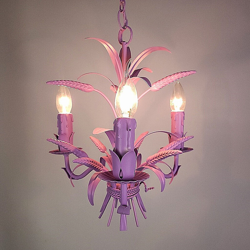 Vintage chandelier in metalwork technique, 1970s