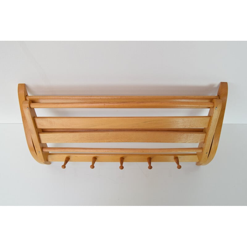 Mid-century wall folding hanger and shelf, Czechoslovakia 1960s