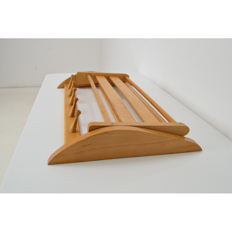 Mid-century wall folding hanger and shelf, Czechoslovakia 1960s