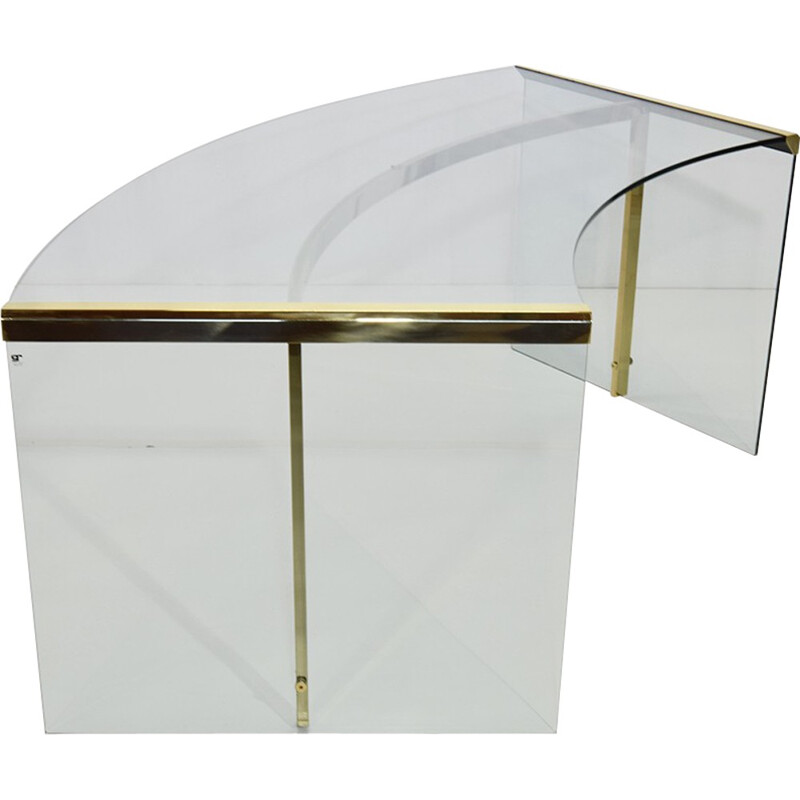 Gallotti & Radice Glass and Brass President Senior Desk - 1970s 